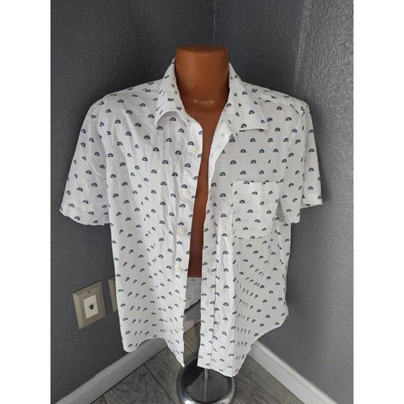 Other - Men's Goodfellow Button Up Shirt Size XL Slim Sun White Short Sleeve 100% Cotton